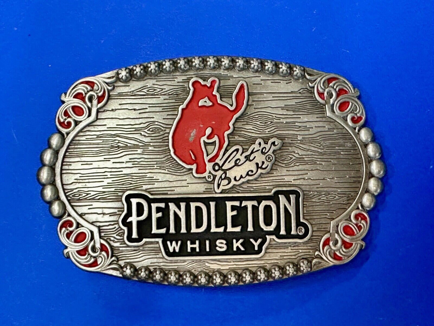 2023 Pendleton Whisky Belt Buckle Montana Silversmiths Let'er Buck Cowboy Rodeo