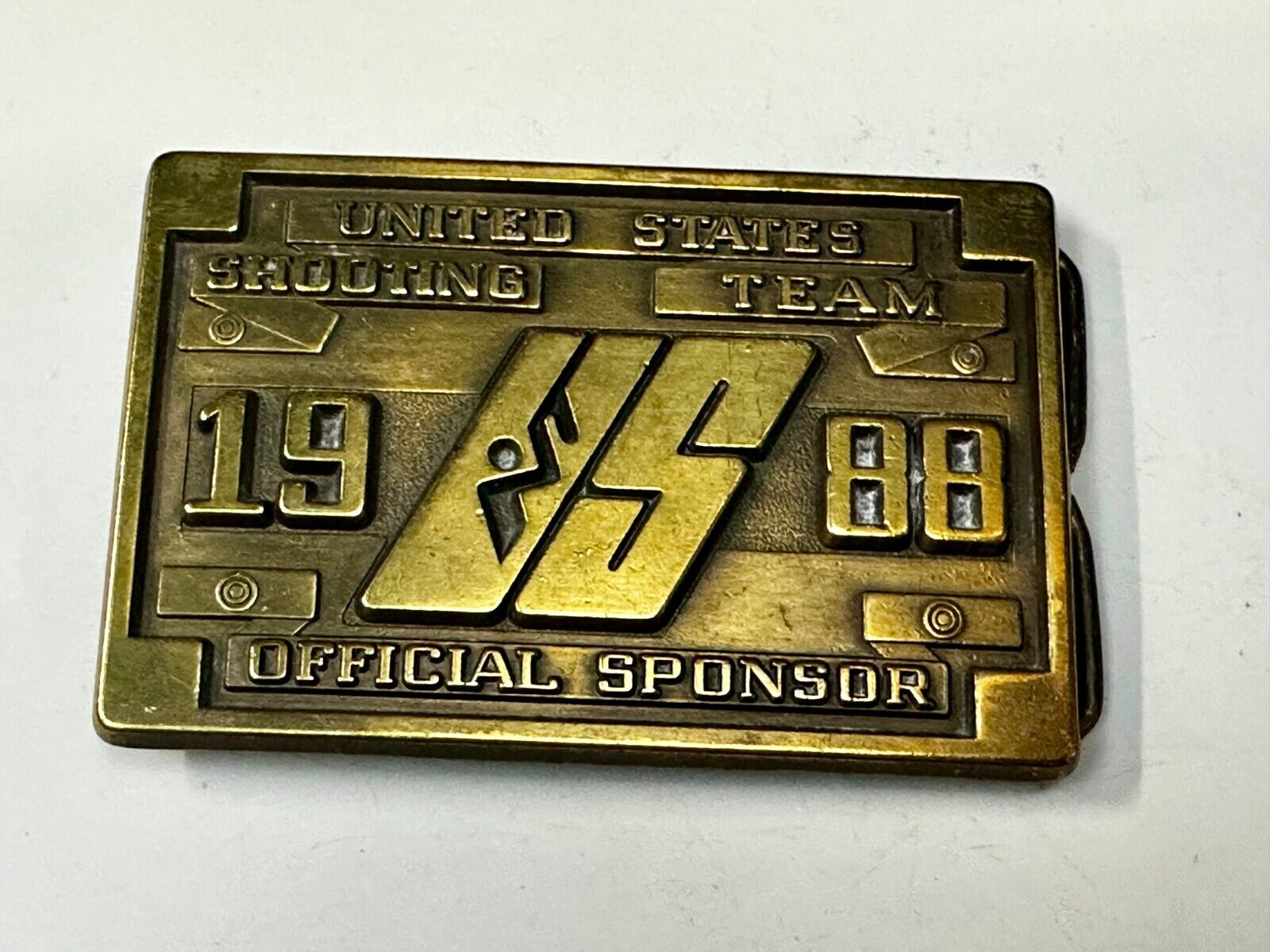 United States Shooting Team 1988 Official Sponsor Seoul Korea Belt Buckle