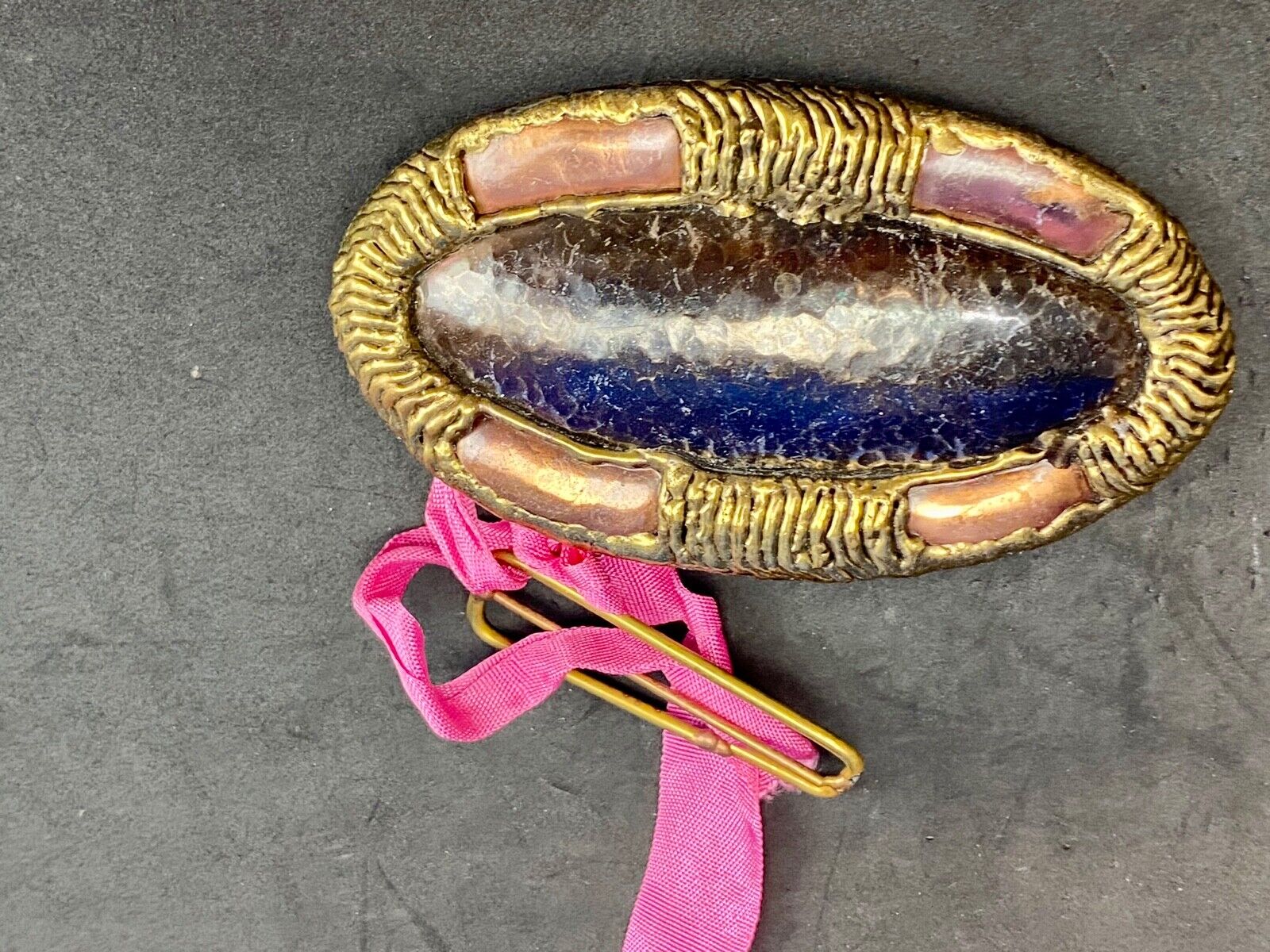 Vintage India inspired mixed metal artisan belt buckle