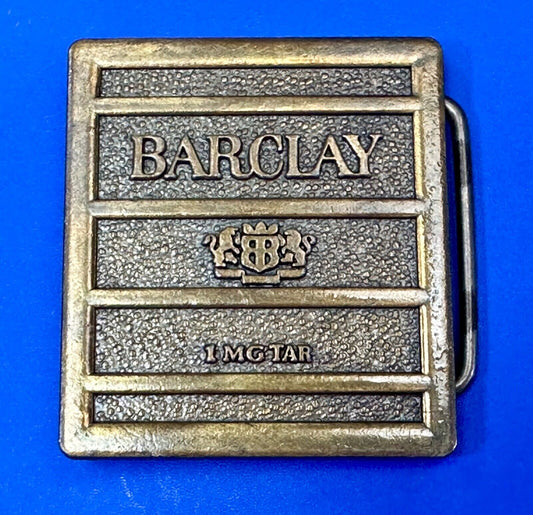 1970's Barclay Cigarettes Tobacciana RJ Reynolds Box Label 1mg Tar belt buckle