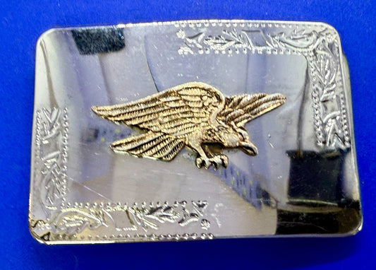 American Eagle Flying Diving Hunting on Reflective Two Tone Western Belt Buckle