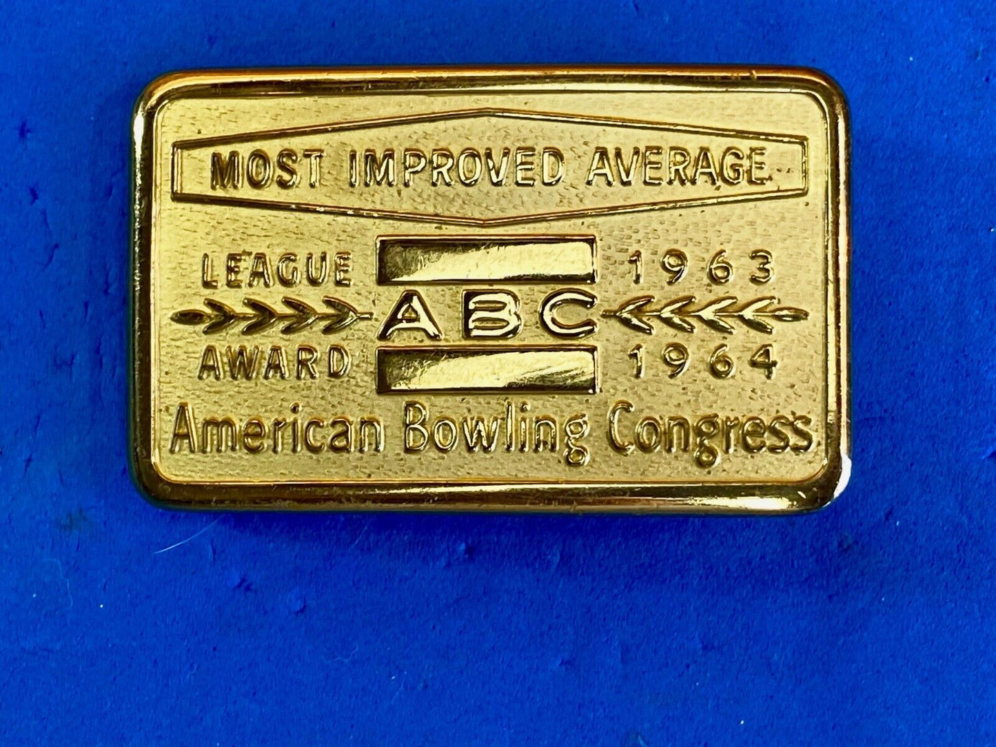 1963, 64 American Bowling Congress Most Improved Average Award Belt Buckle