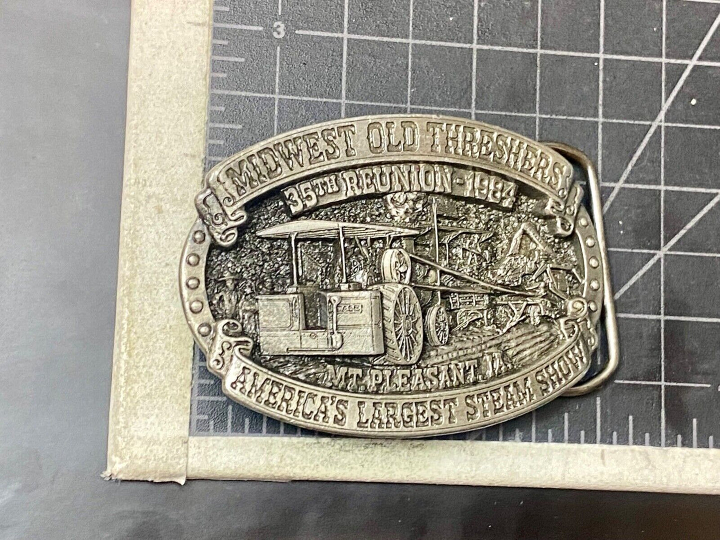 Americas largest Steam show  Midwest Old Settlers and Threshers Assn belt buckle