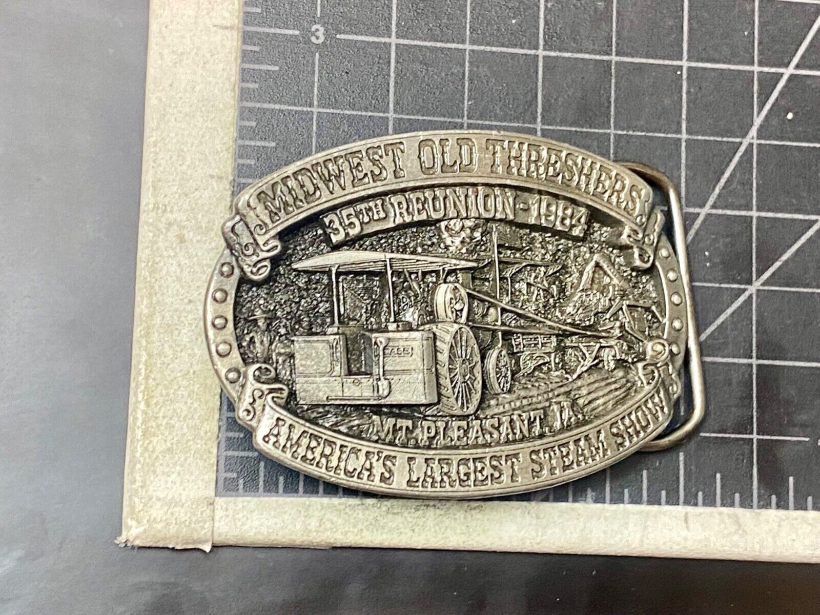 Americas largest Steam show  Midwest Old Settlers and Threshers Assn belt buckle