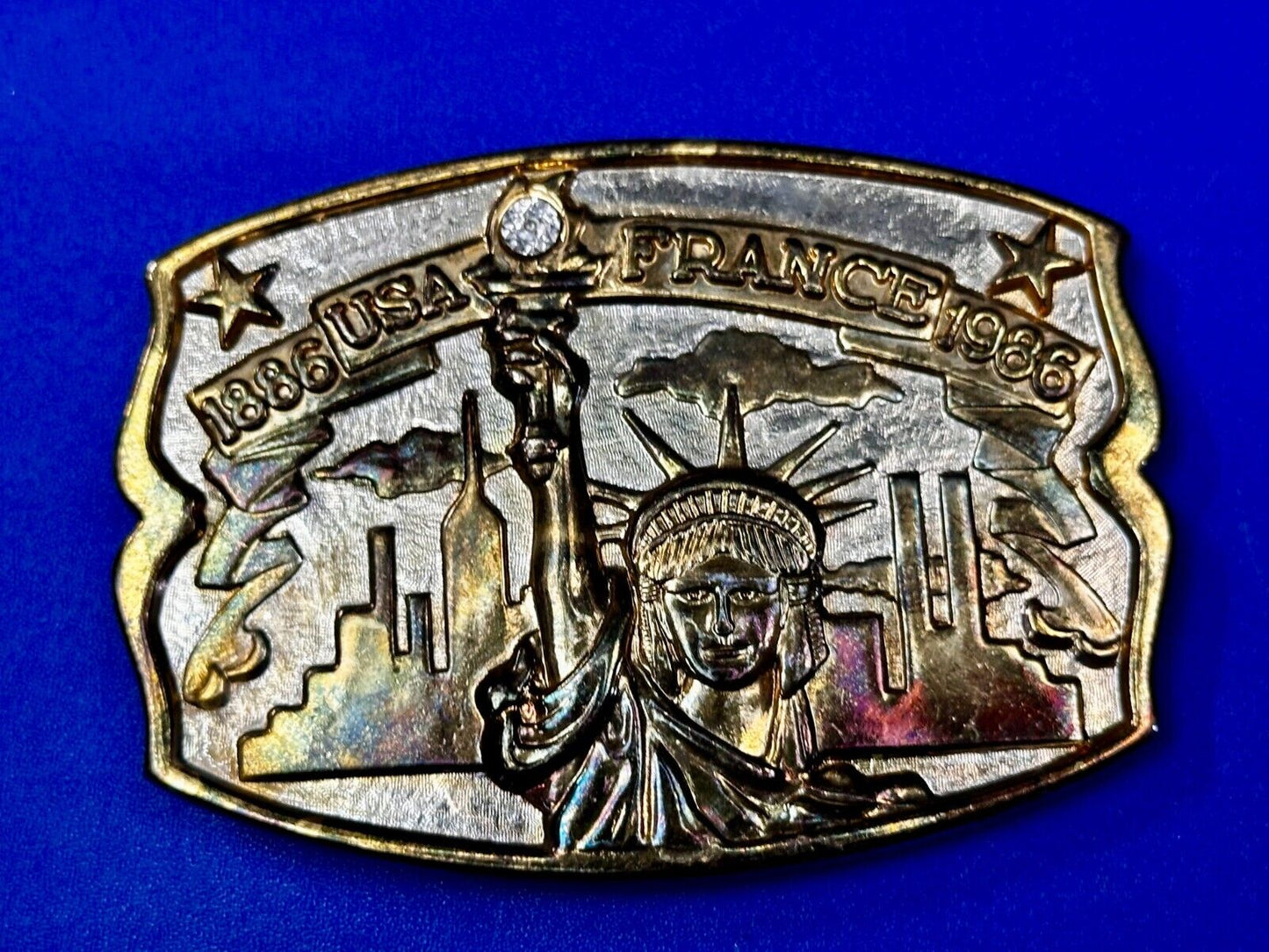 1886-1986 USA FRANCE Statue of Liberty belt buckle - Hammond Mint Commemorative