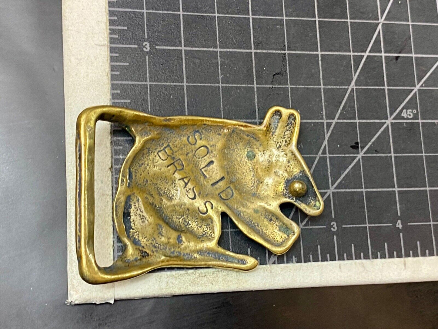 Armadillo Solid Brass Vintage Hippy style Figural Trinity Belt Buckle