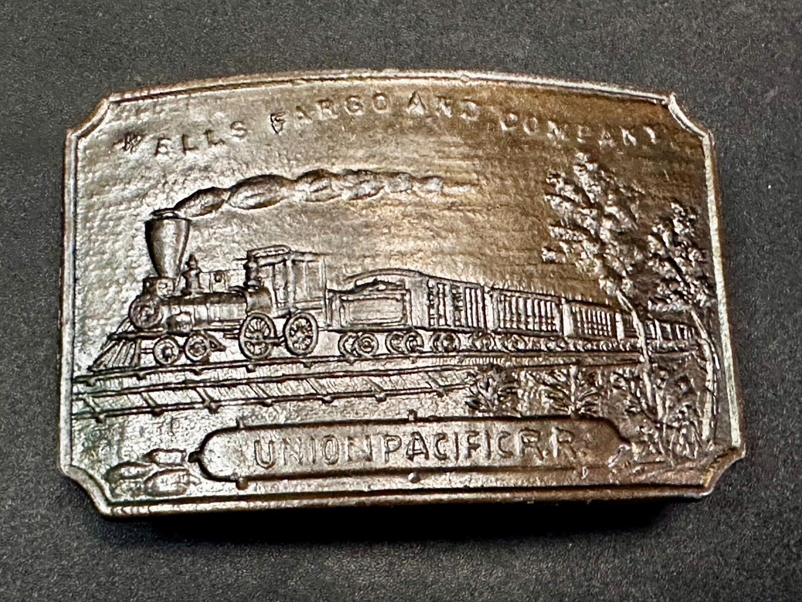 Union Pacific RR Wells Fargo & Co Train Steam Engine Locomotive Belt Buckle
