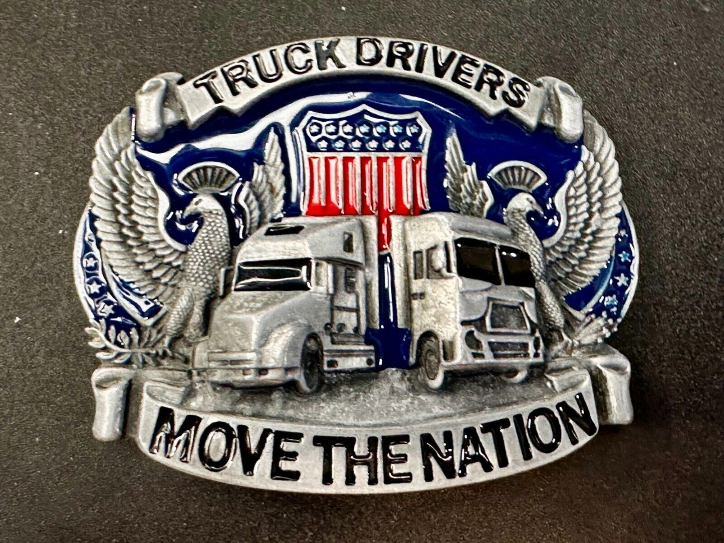 Truck Drivers Move The Nation 3-D Eagle American Trucker Commemorate Belt Buckle
