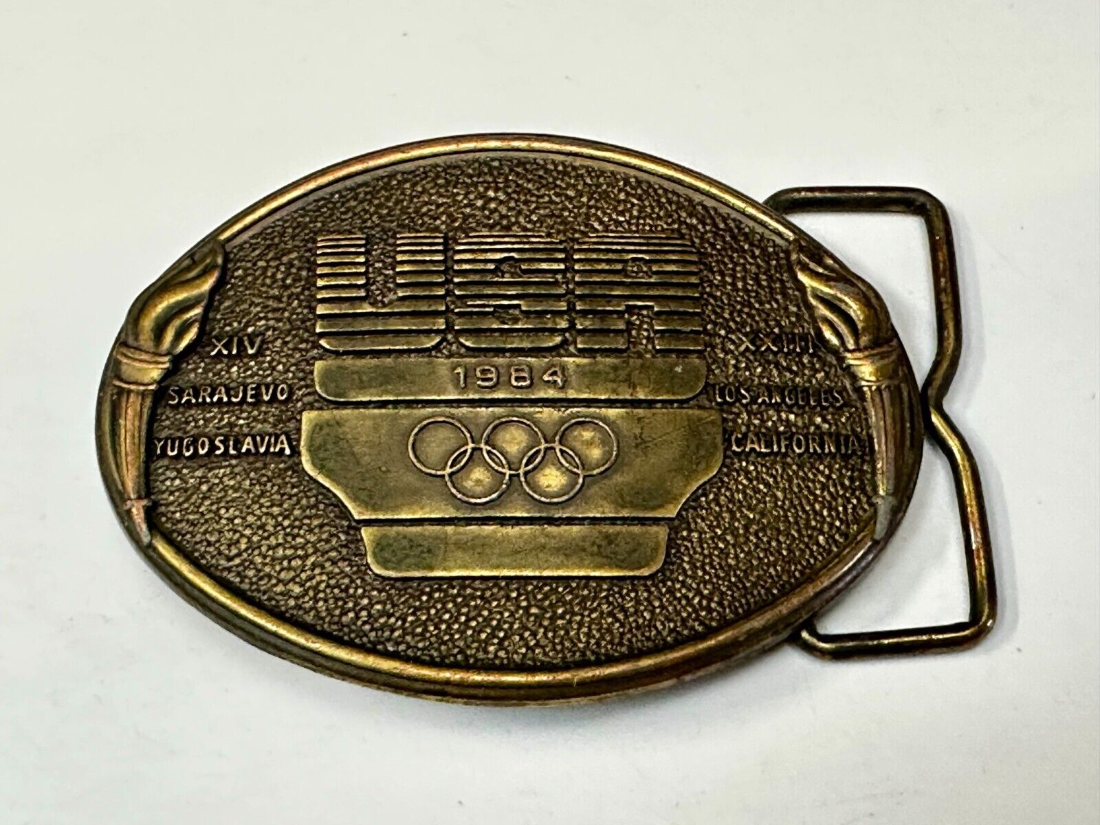 1984 USA Olympics Los Angeles California Vintage Commemorative Belt Buckle