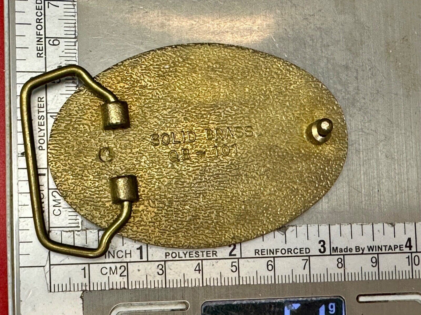 Alaska A.C.E. Jumping Fish - Vintage Solid Brass oval Belt Buckle  QB-101
