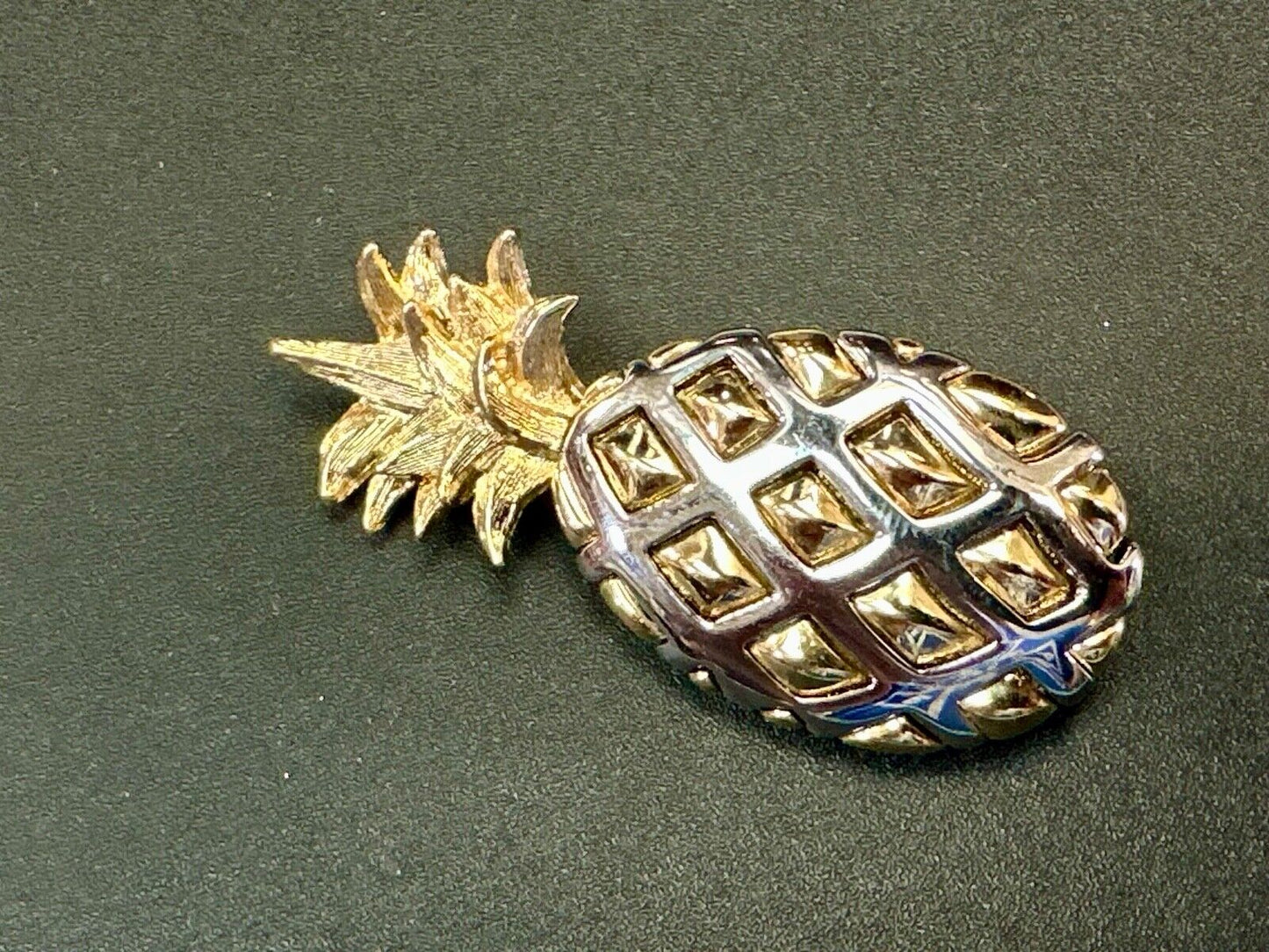 Vintage Jewelry Signed LC Silver & Gold Tone Pineapple