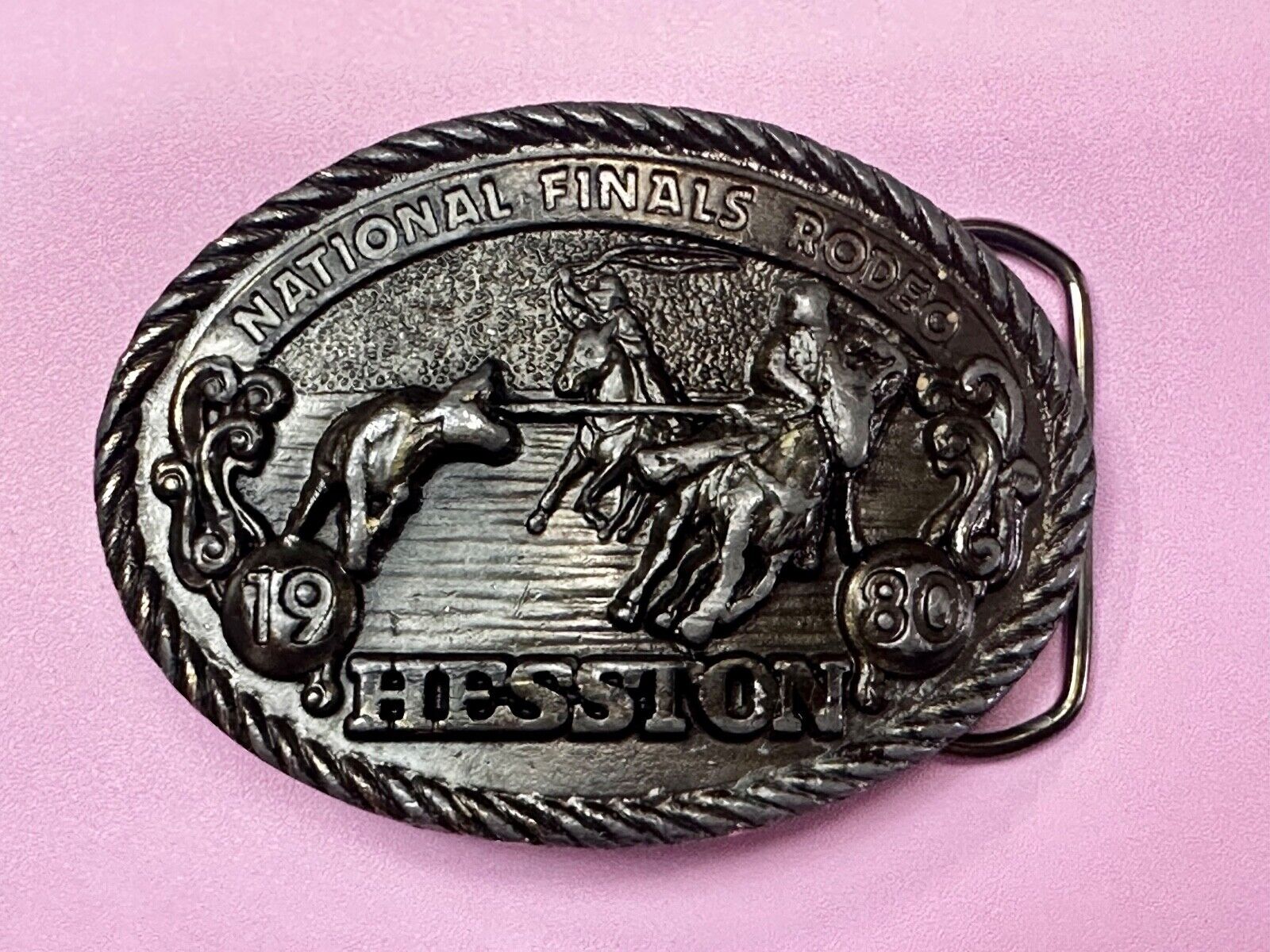 1980 Hesston National Finals Rodeo NFR Collectors Rodeo Cowboy Belt Buckle