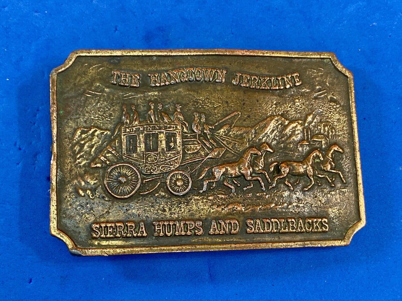 vintage Hangtown Jerkline Sierra Humps & Saddlbacks Brass Belt Buckle Ultra Rare
