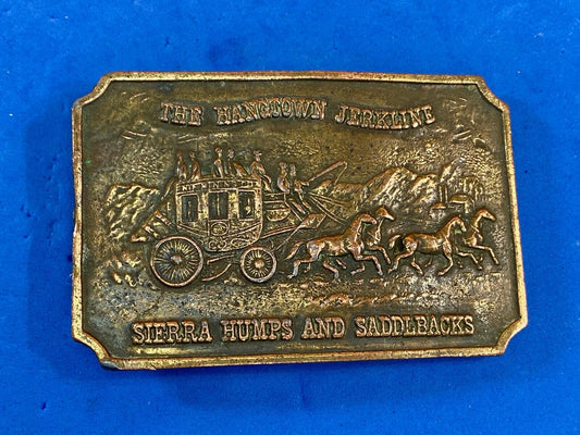 vintage Hangtown Jerkline Sierra Humps & Saddlbacks Brass Belt Buckle Ultra Rare