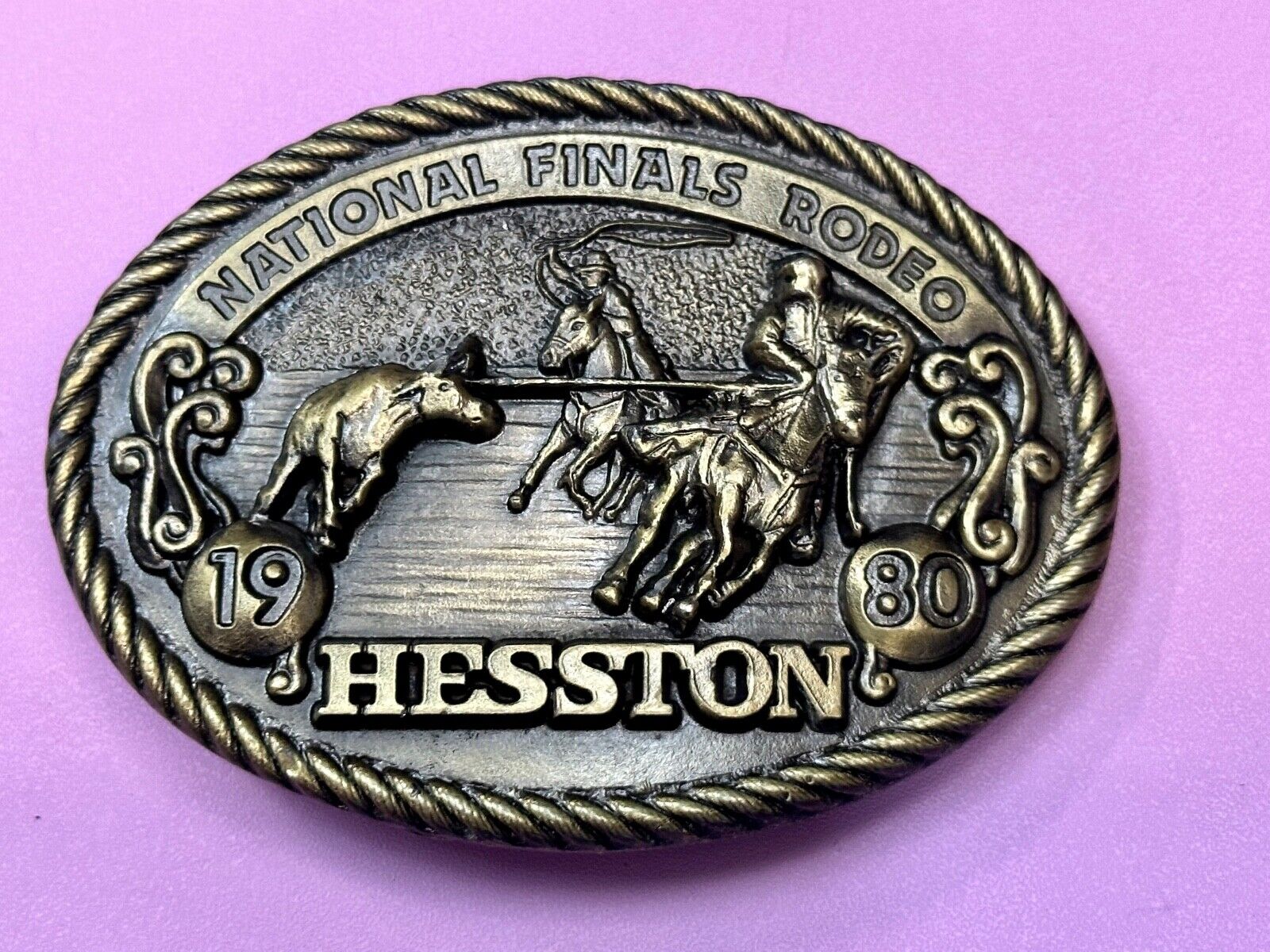 1980 Hesston National Finals Rodeo NFR Collectors Rodeo Cowboy Belt Buckle