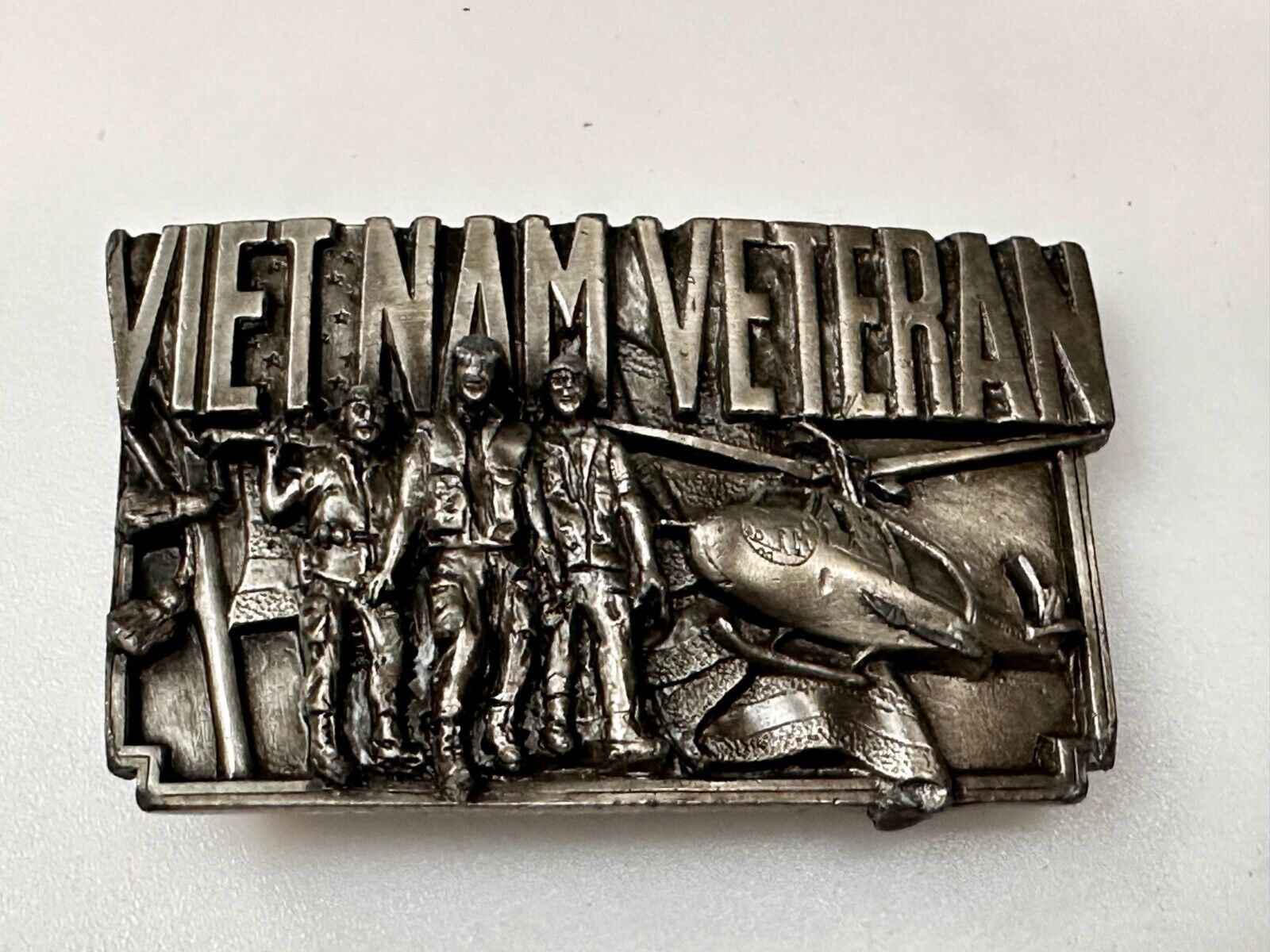 Veteran Vietnam Helicopter Soldiers Military Vtg 1983 Bergamot Belt Buckle