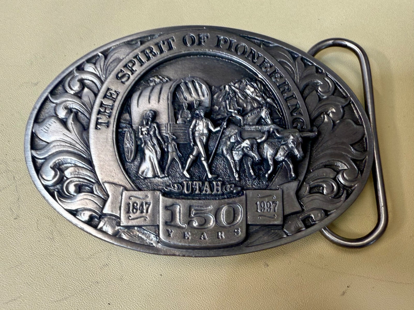 Utah State The Spirit of Pioneering 150 years Vintage Ring Masters Belt Buckle