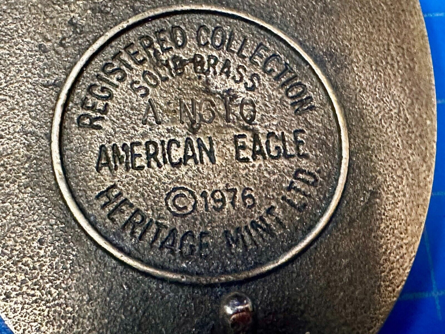 United We Stand - Patriotic American Eagle 1976 Heritage Mint Brass Belt Buckle