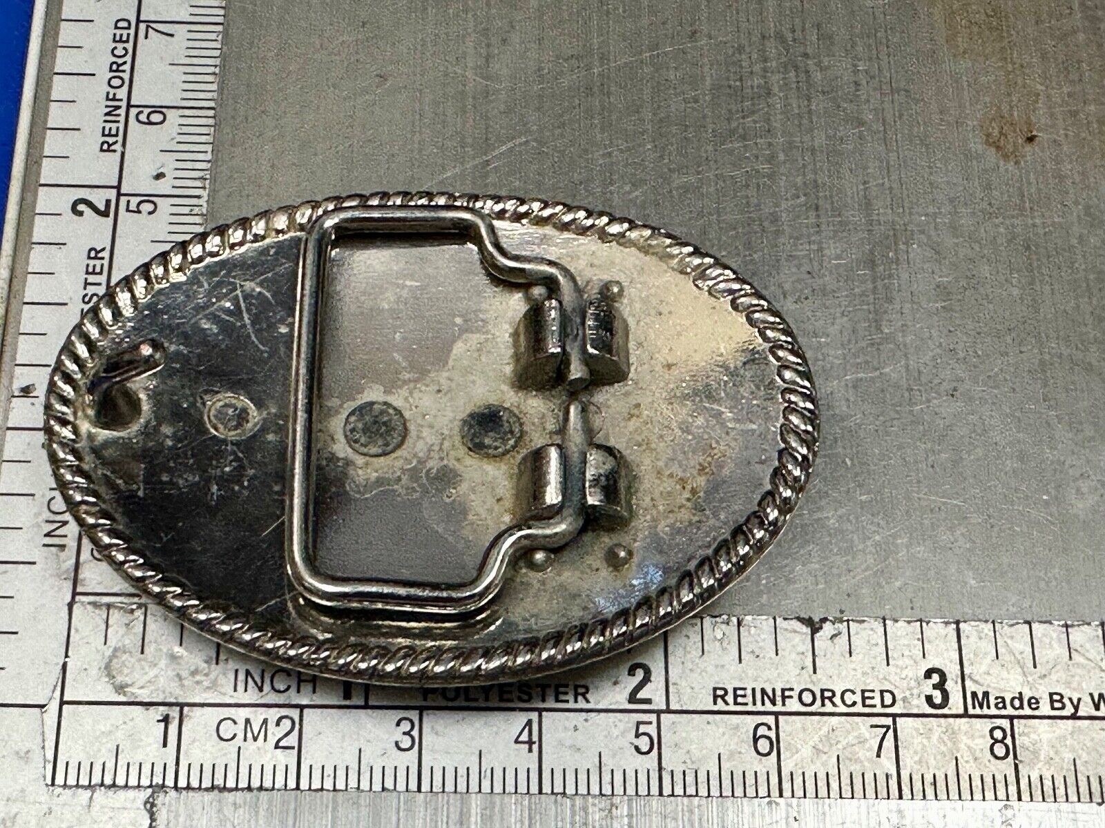 2.5" wide Two tone Vintage western rodeo cowboy belt buckle.