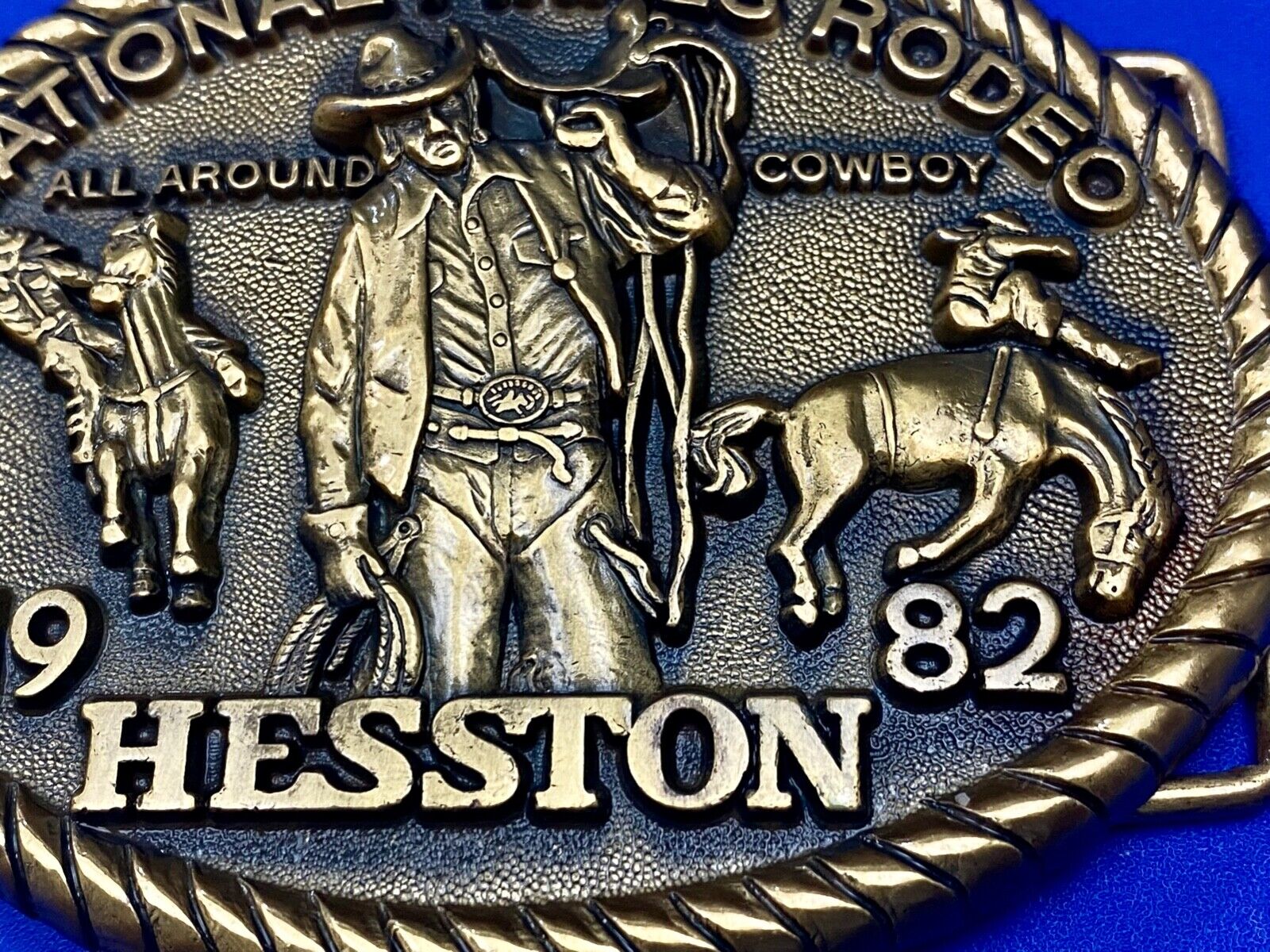 1982 HESSTON National Finals Rodeo All Around Cowboy Western 8th belt buckle