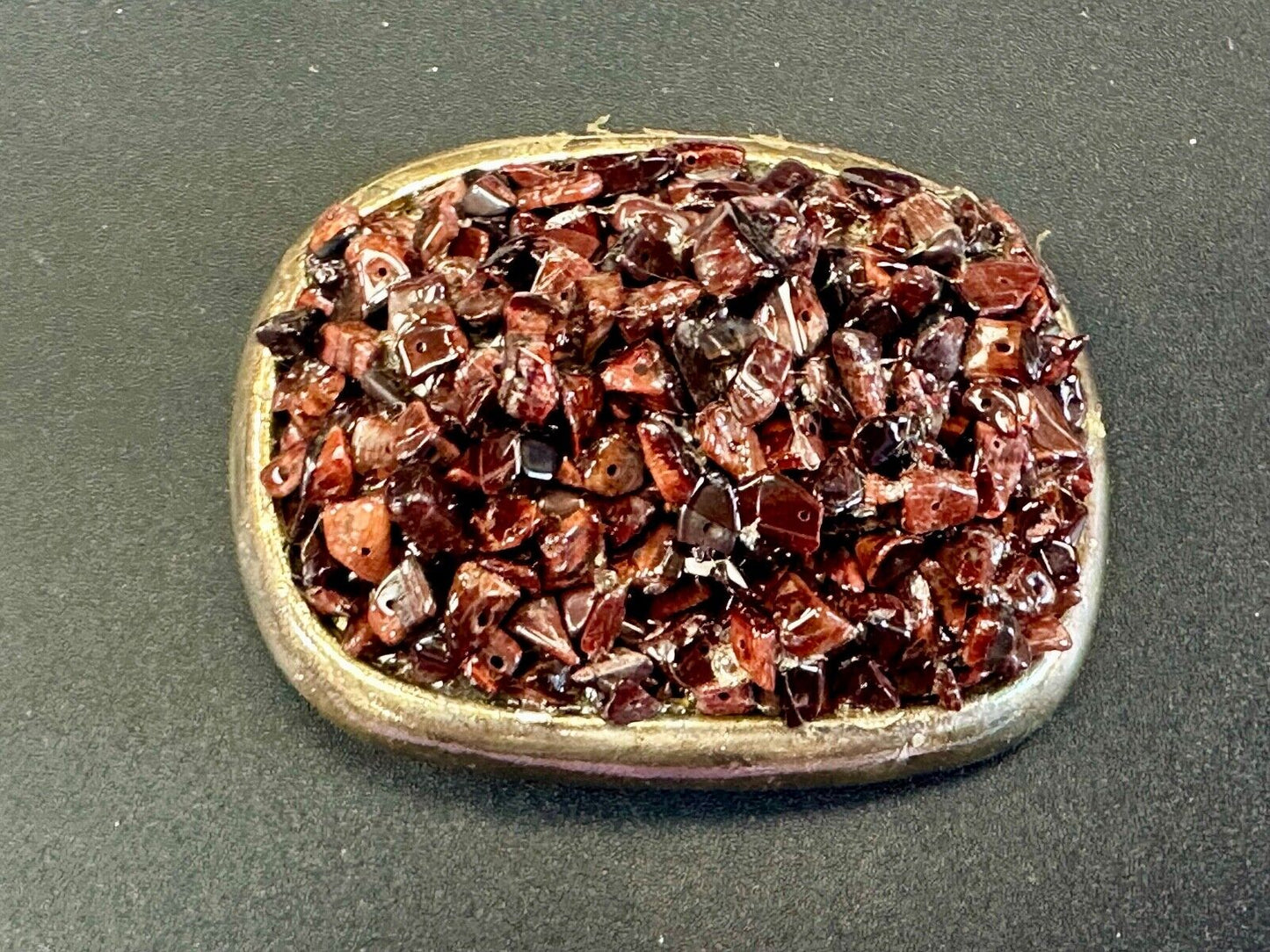 artisan chunky red stone burst on heavy belt buckle