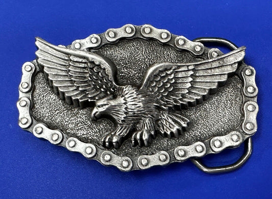 Bikers American Eagle with Motorcycle Chain Surround Great American Belt Buckle