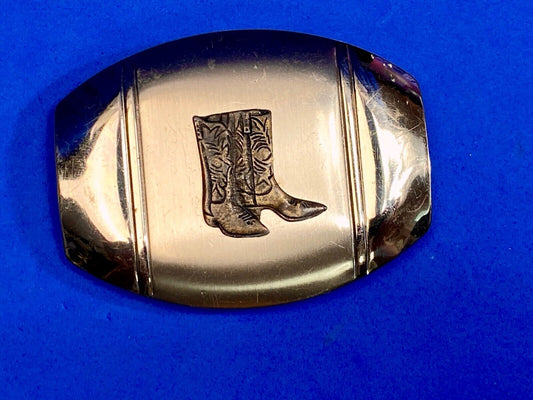 Vintage Cowboy Boots Centered On Western Oval Belt Buckle 