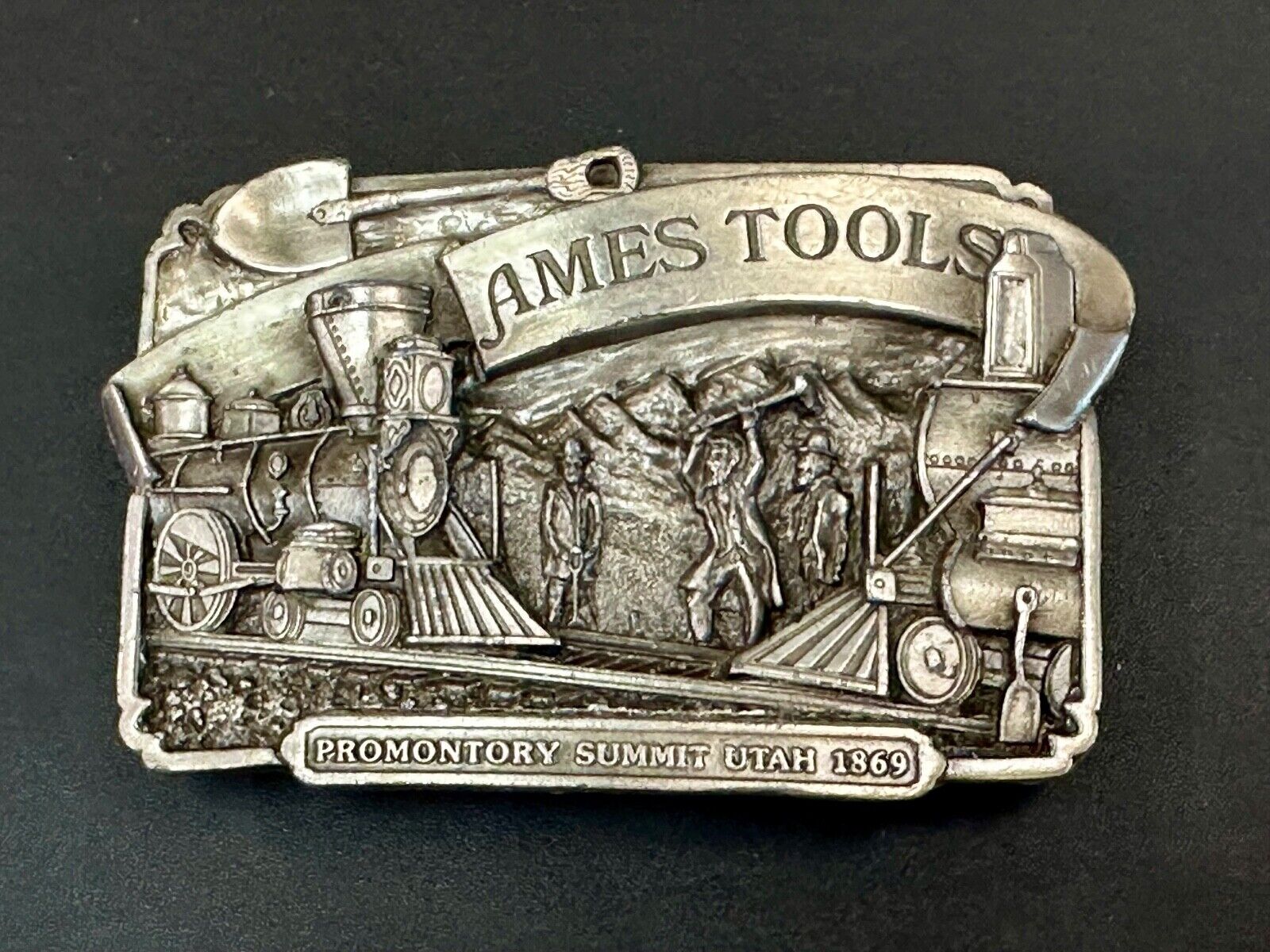 Ames Tools Promontory Summit Utah 1869 Train vintage 1972 Siskiyou belt buckle