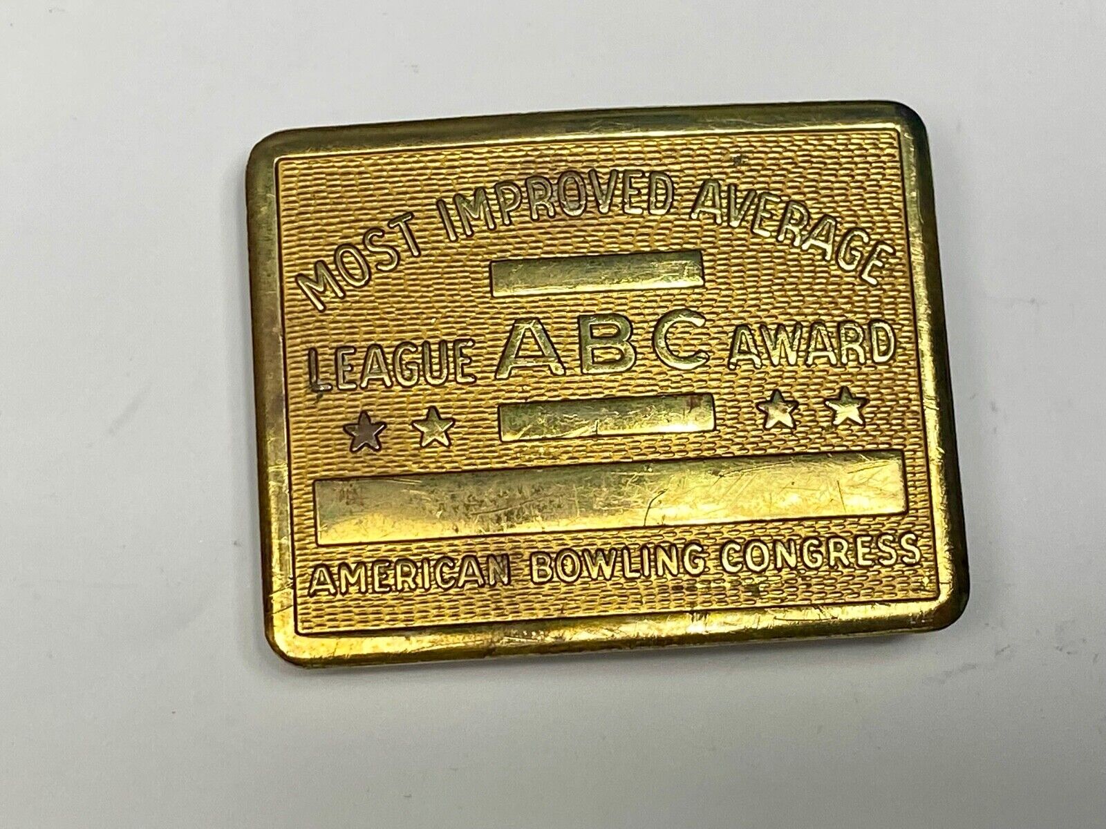 American bowling congress LAEGUE ABC Award most improved Average belt buckle 