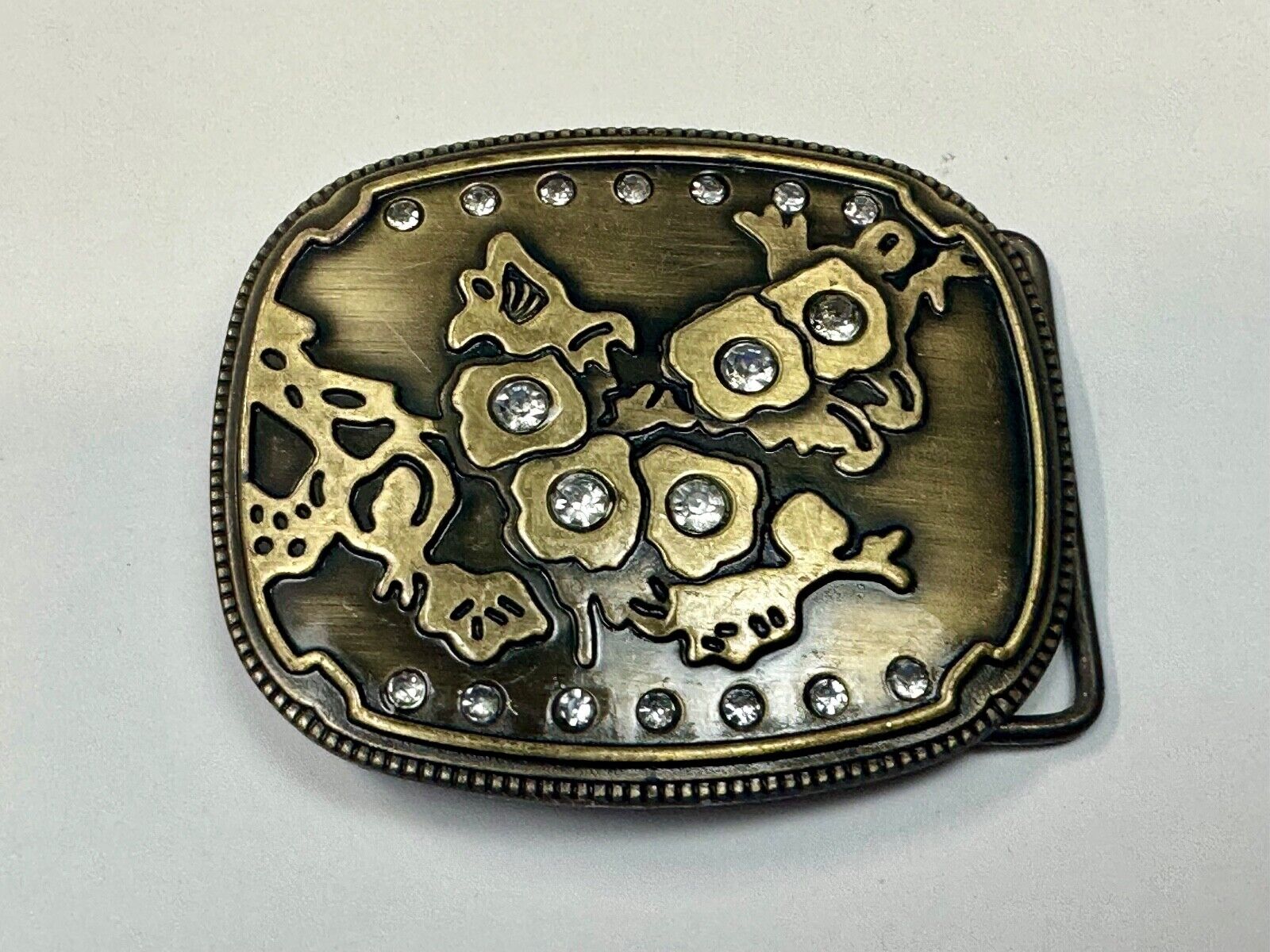 Abstract World MAP globe theme rhinestone accented belt buckle