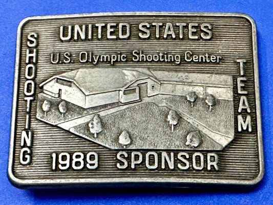 United States US Olympic Shooting Center Team 1989 Official Sponsor Belt Buckle