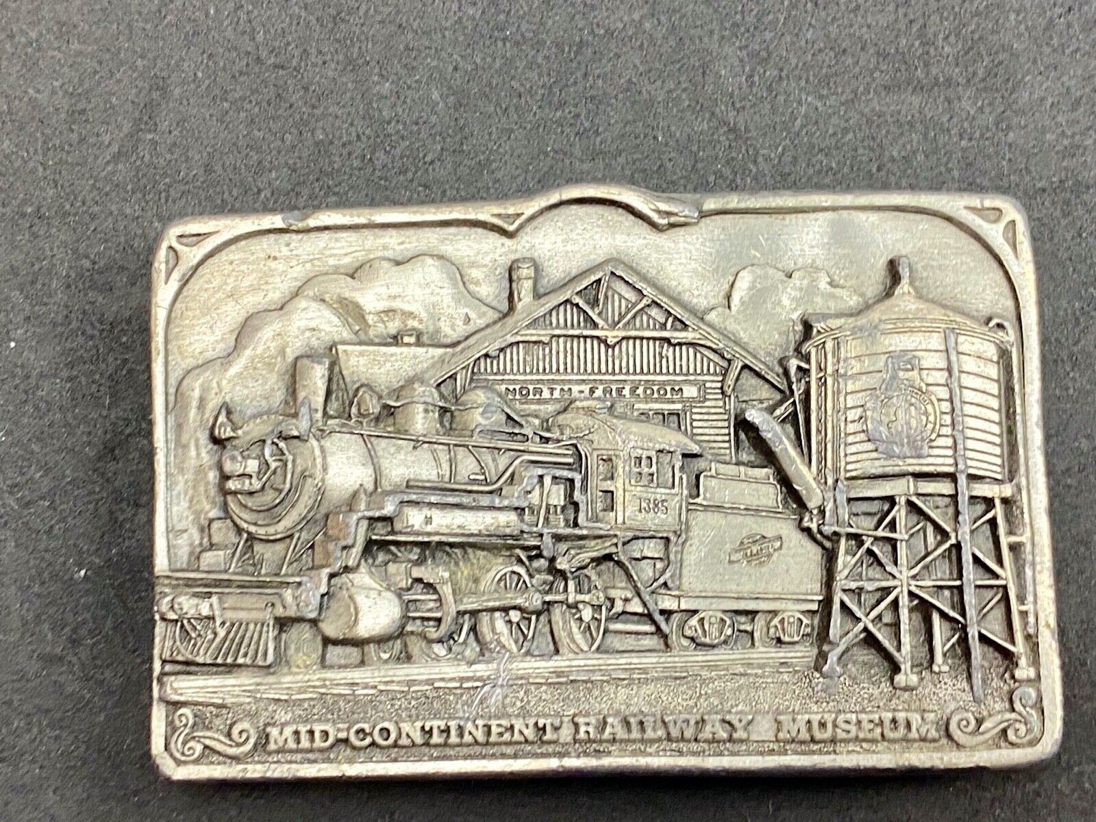 1980’s Mid Century Railroad Museum Steam Locomotive Train Belt Buckle 