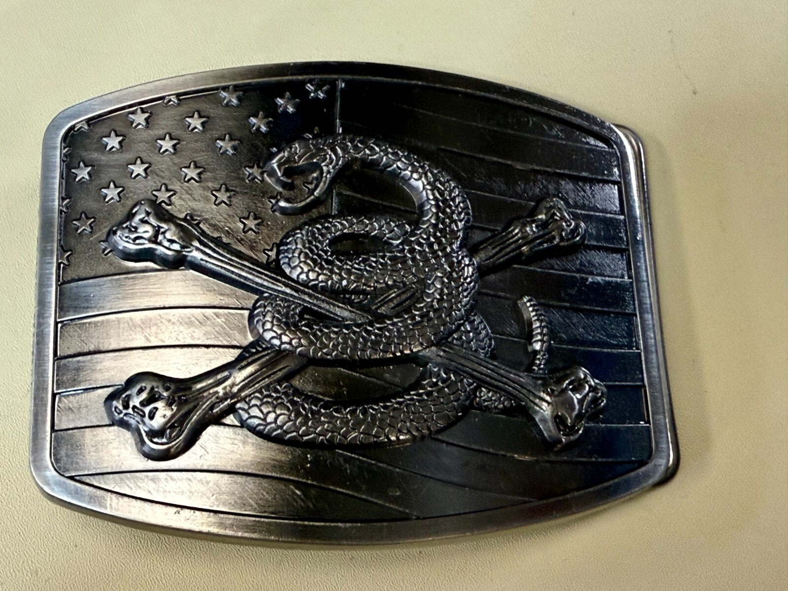 USMC Snake Crossbones Flag US Marine Corps Don't Tread on me Belt Buckle