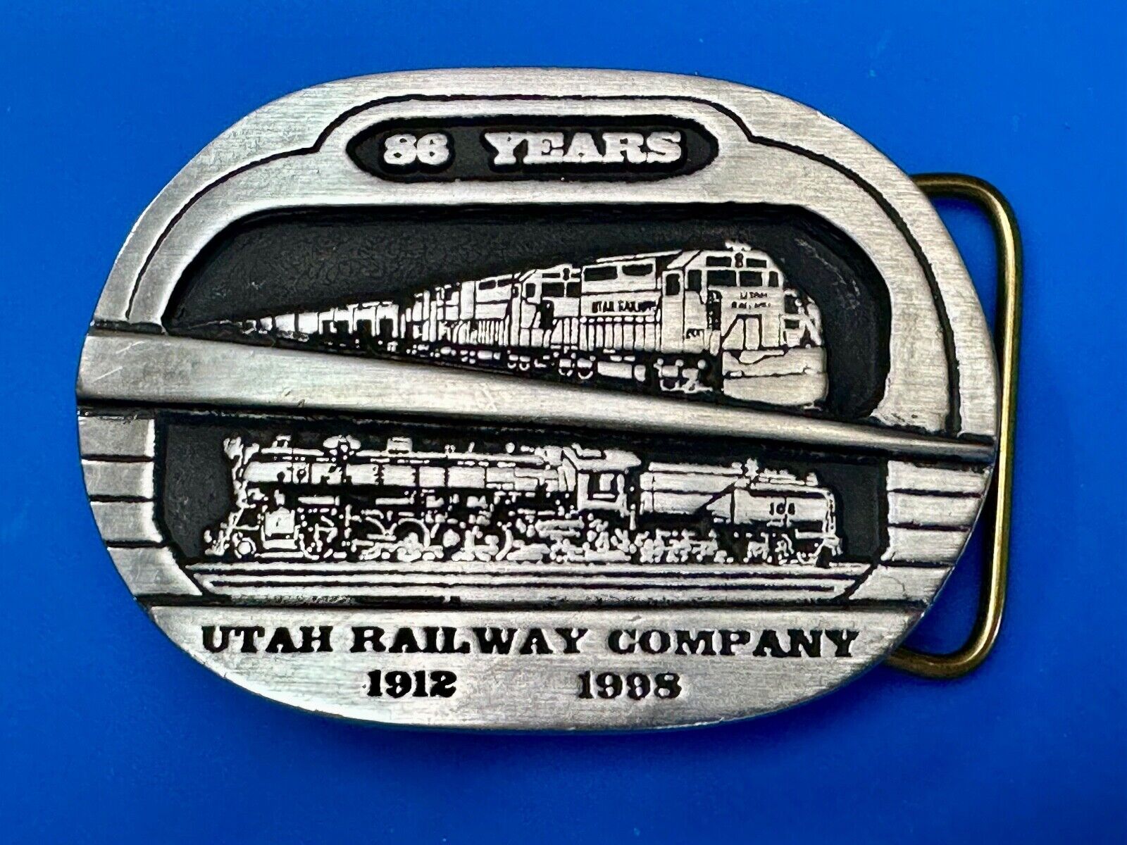 Utah Railway Co Vtg Train Railroad 86 Years - Gary Prazen Sculpture Belt Buckle