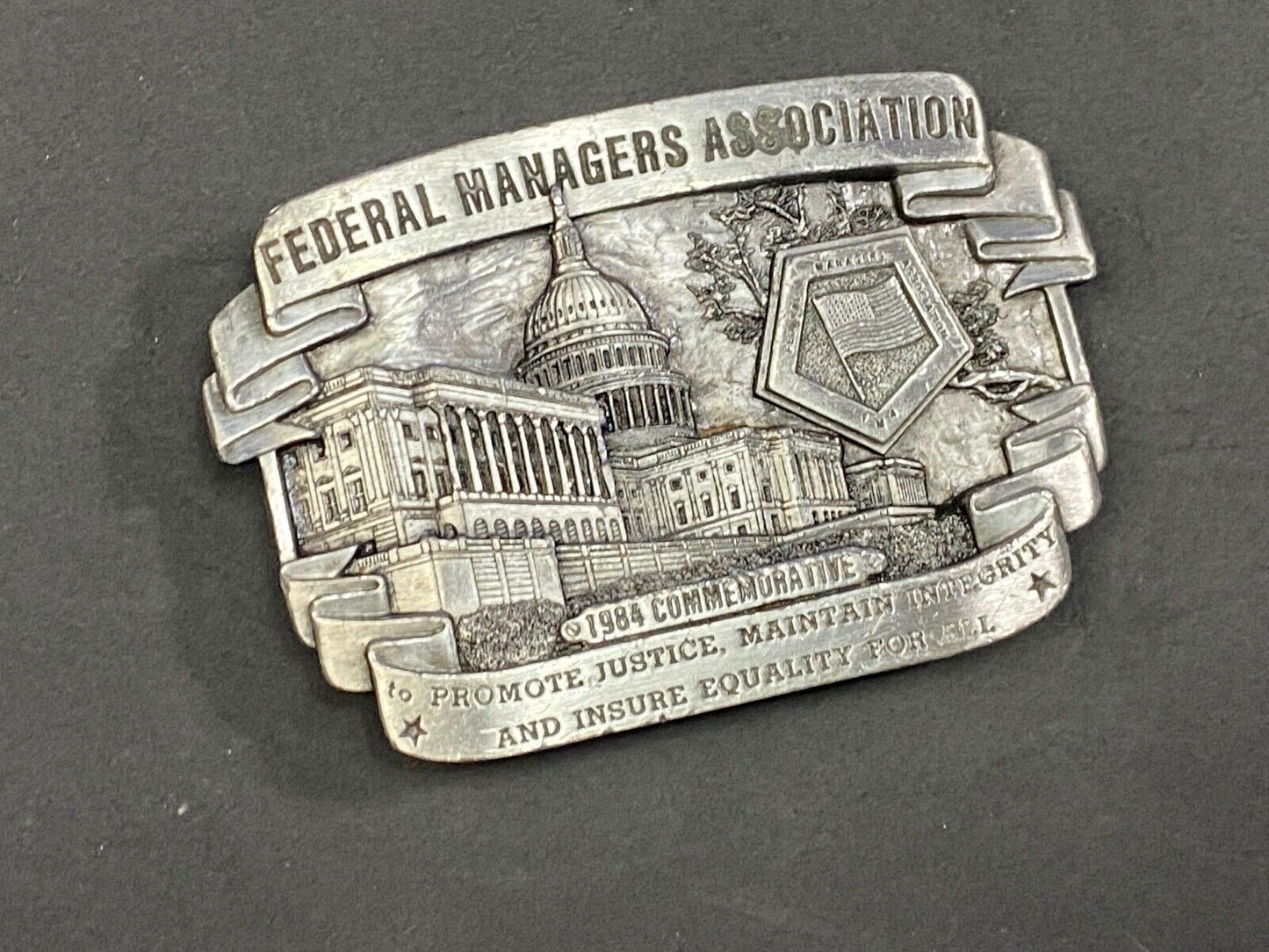 Vintage 1980'S Federal Managers Association 1984 Commemorative Belt Buckle 