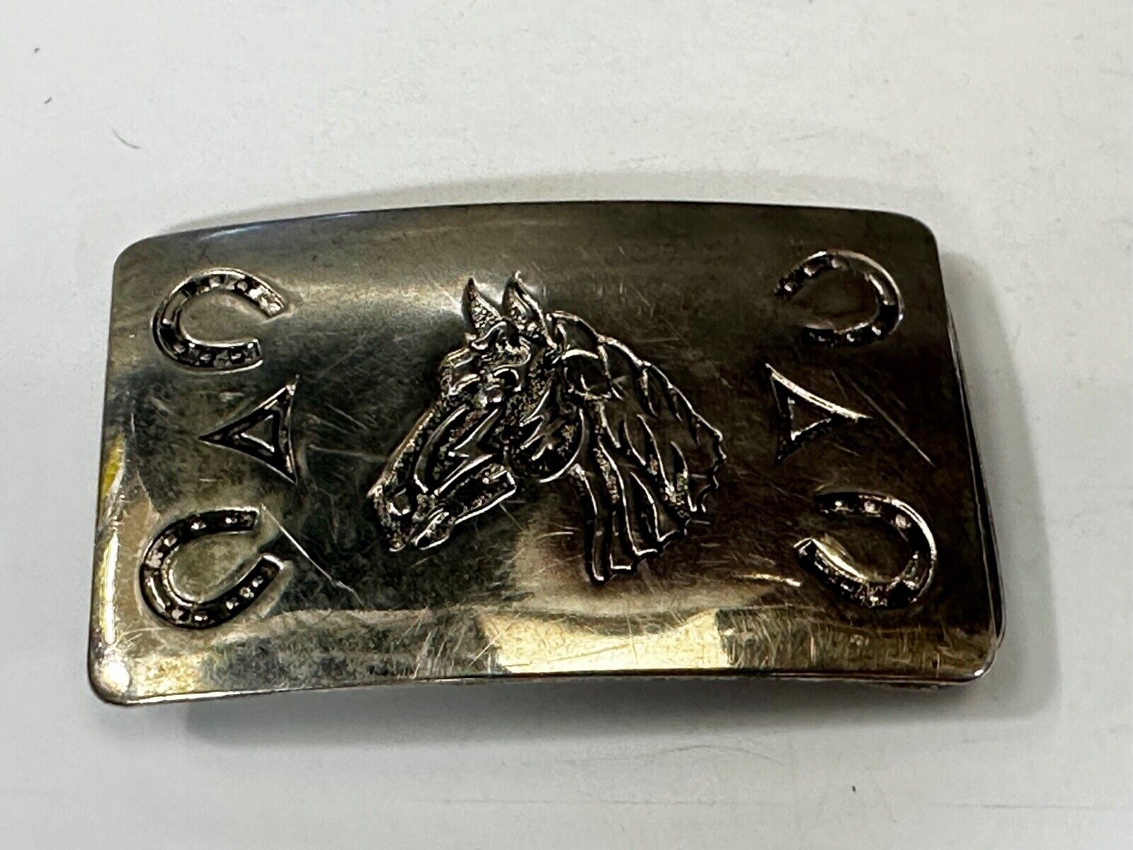 Vintage Chambers Horse Head with Horseshoes Vintage Southwestern Belt Buckle