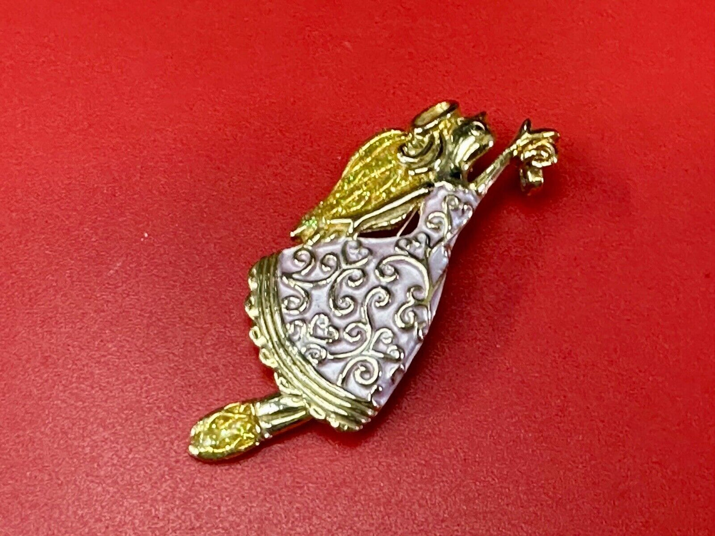AAI vintage two tone rhinestone accented Holliday angel brooch pin