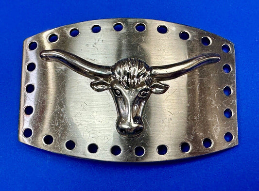 vintage Heavy large LONGHORN - Distinct hole boarder belt buckle