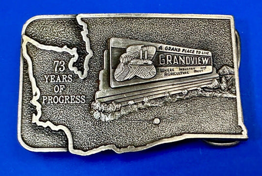 Vintage 1981  Grandview Oregon - A grand place to live - Lions Club belt buckle