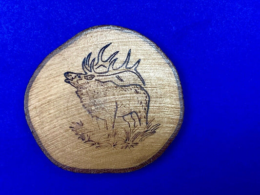 The Great Elk - Carving In Natural Wood Artisan Belt Buckle 