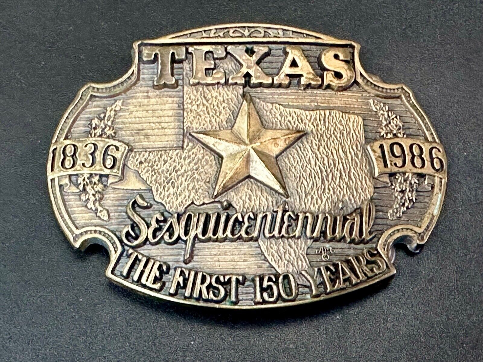 Texas Sesquicentennial 1836-1986 Solid Brass 1st Edition ADM Belt Buckle