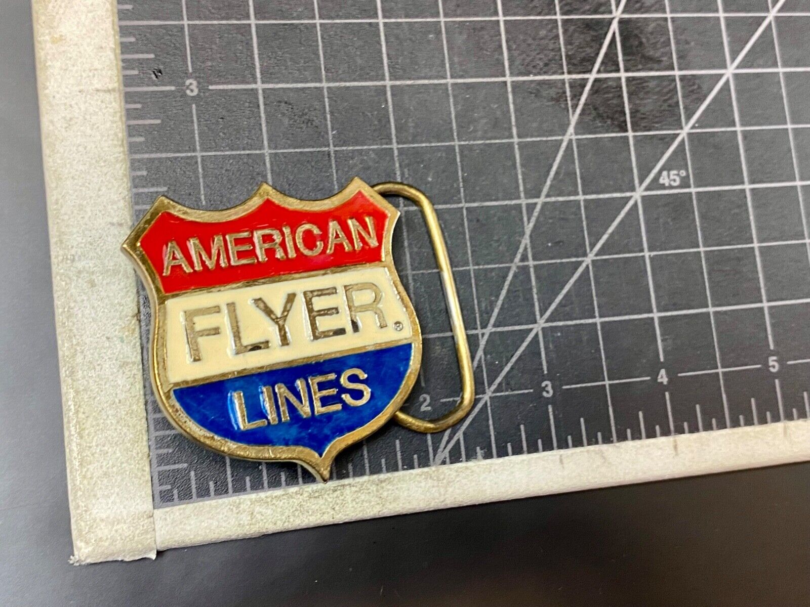 American Flyer Lines Train Locomotive Badge shaped great American belt buckle