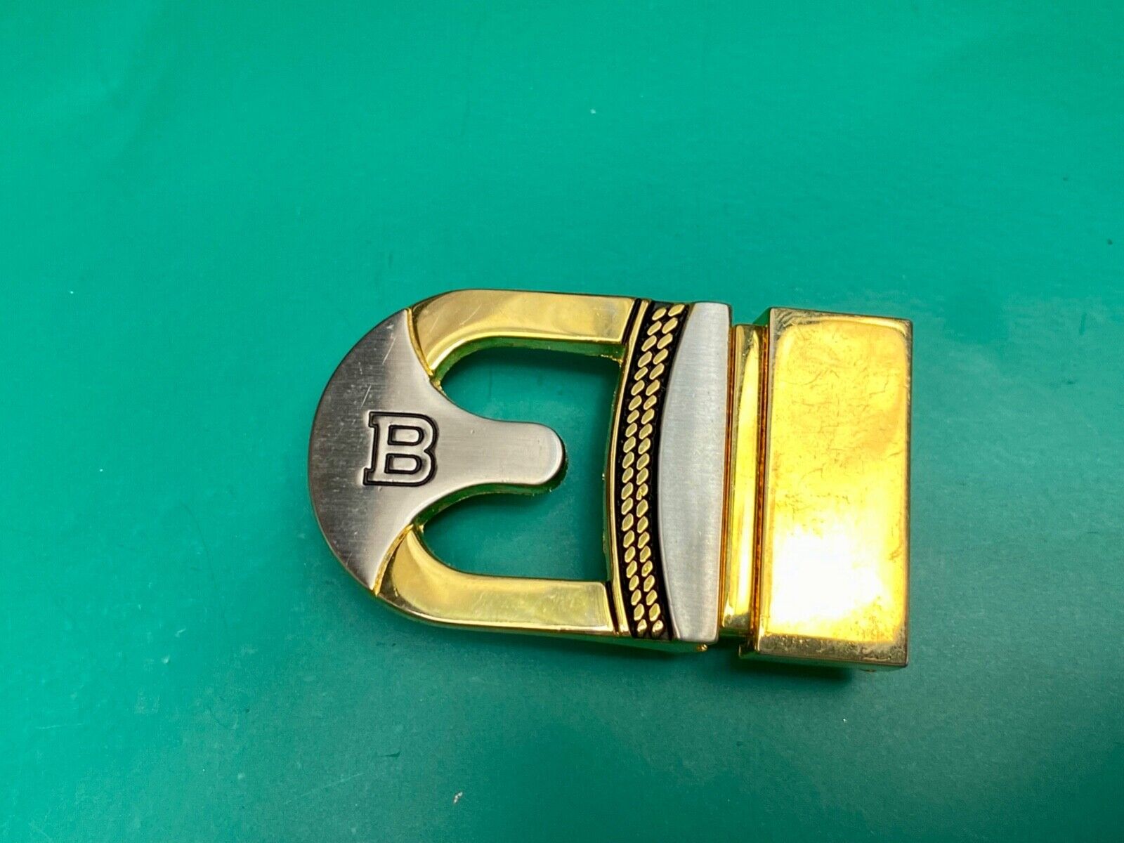 Vintage Letter Initial Monogram B two tone formal small belt buckle