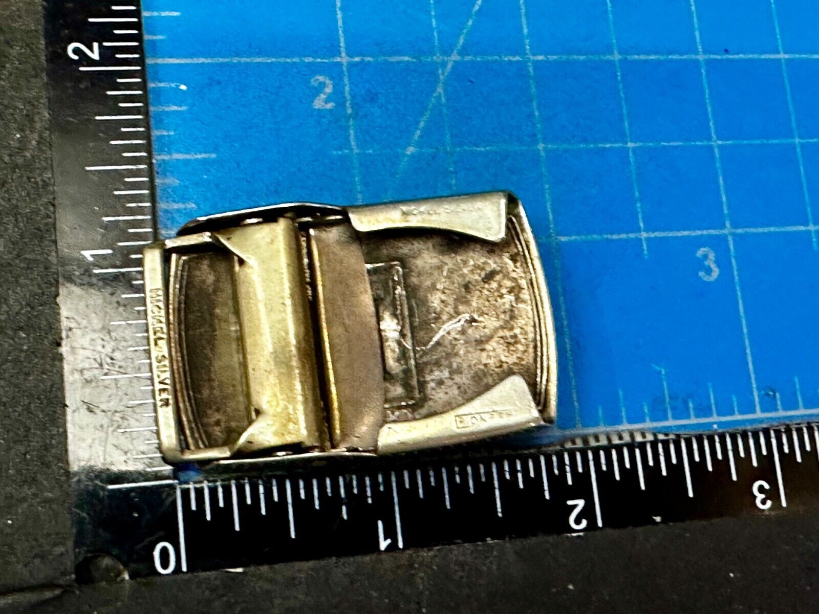 Antique Letter Monogram Initial H Art Deco Nickel Silver Belt Buckle by Pioneer