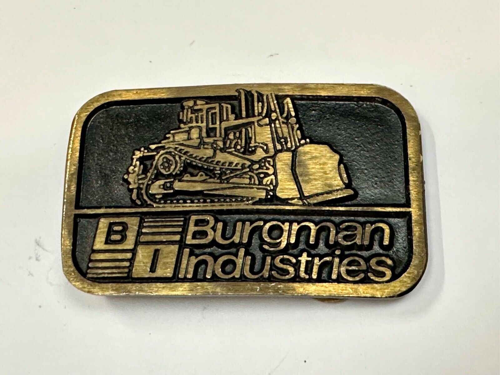 Vintage Burgman Industries Company Advertising brass Dynabuckle belt buckle