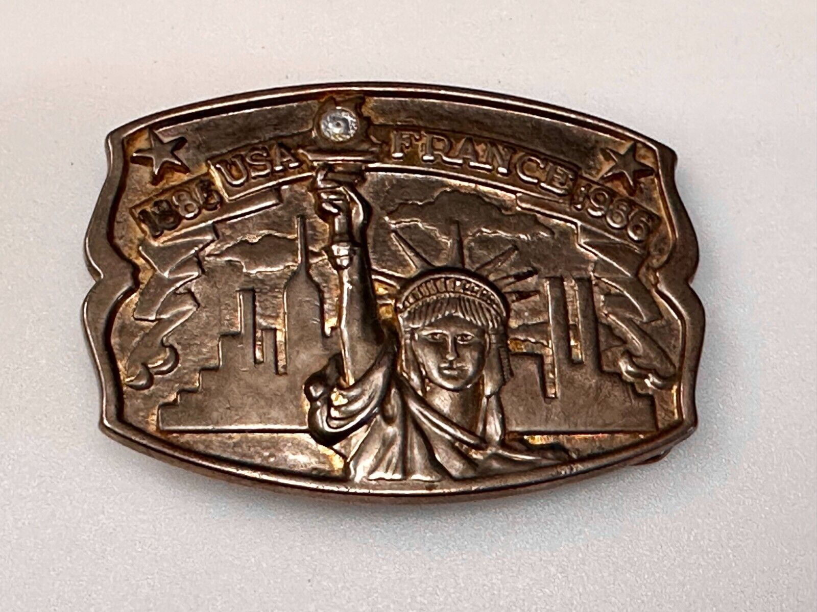 1886-1986 USA FRANCE Statue of Liberty belt buckle - Hammond Mint Commemorative