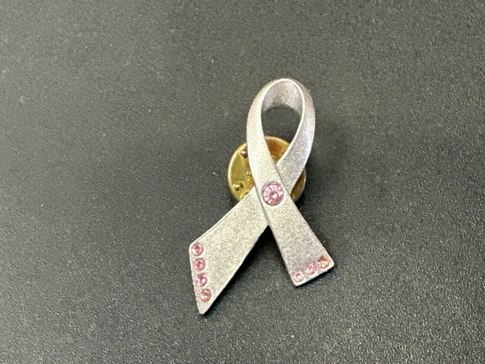 Avon signed cancer awareness vintage brooch pin with pink rhinestone