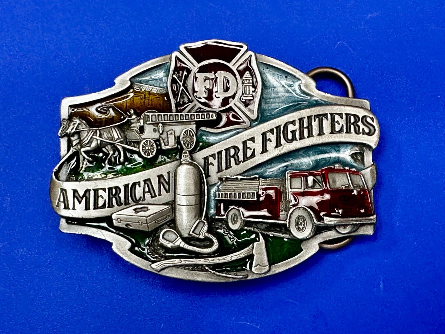 American Fire Fighters Ever Ready Ever Willing Vintage 1988 Siskiyou Belt Buckle