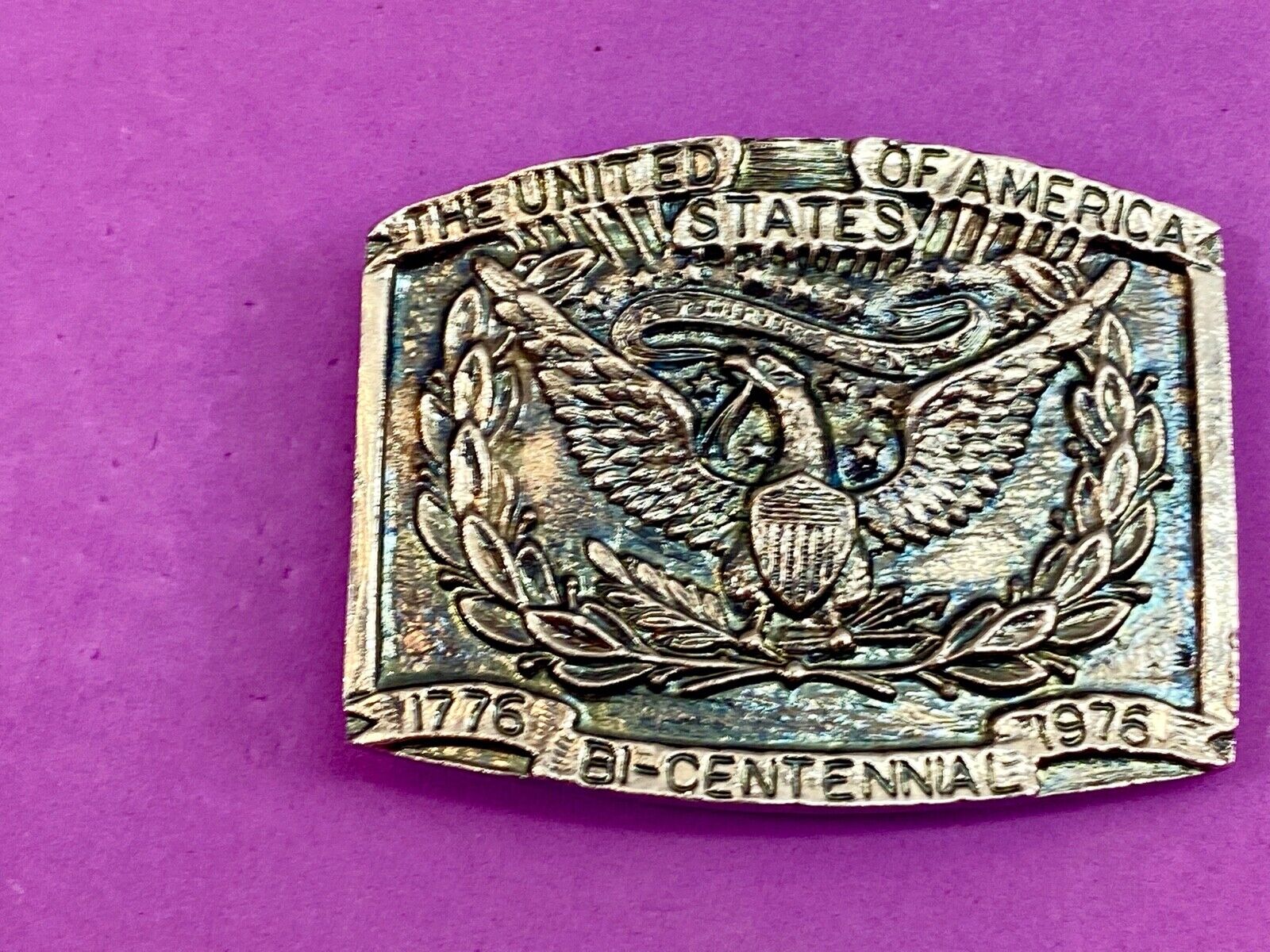 1776 Bi-Centennial celebration of USA belt buckle by Dina & Hicks Los Altos 