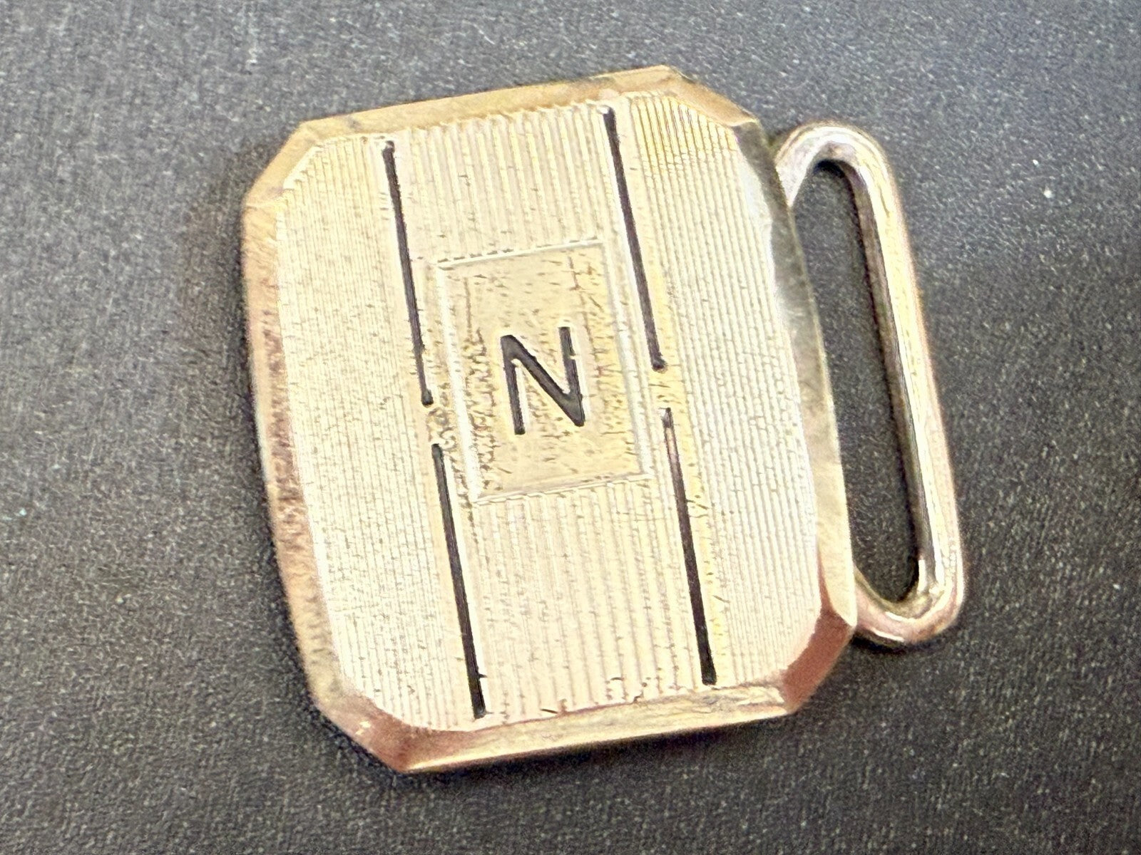 Antique Custom Letter Initial N Monogram Silver Plate Pioneer Belt Buckle